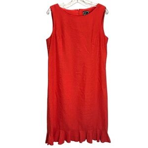 Lennie New York Orange Linen Blend Sleeveless Dress with Ruffle Hem - Size 14